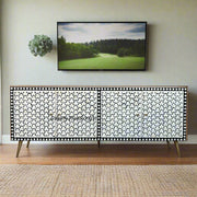 Targua Bone Inlay 4 Door Media Cabinet Black