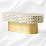 Targua Bone Inlay Oval Coffee Table Grey 1