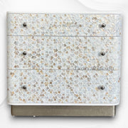 Targua MOP Inlay 3 Drawer Chest White Metal 7
