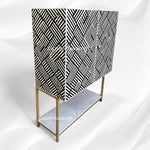 Thea Bone Inlay Bar Cabinet Optical Black 4