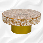 Timber Inlay Round Coffee Table Flannel Flower 3