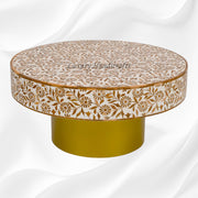 Timber Inlay Round Coffee Table Flannel Flower 3