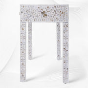 White Mother Of Pearl Inlay Floral 3 Drawer Console Table 3