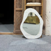 Abstract Bone Inlay Wall Mirror White | White Bone Inlay Mirror