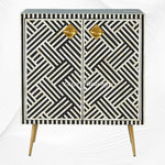 Optical Bone Inlay Entryway Cabinet Black 1