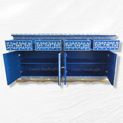Elegant blue floral bone inlay buffet – ethnic handcrafted sideboard cabinet