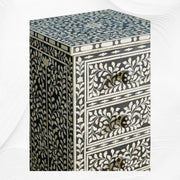 Black Bone Inlay 6 Drawer Floral Lingerie Chest