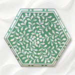 Bone Inlay Floral Design Hexagonal Table Green 3