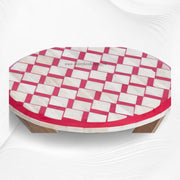 Brick Bone Inlay Side Table Red
