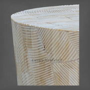 Chiseled Bone Inlay Bucket Side Table