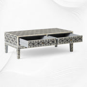 Cube Optical Bone Inlay Coffee Table Black