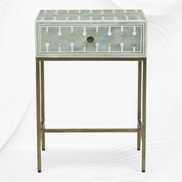 Dot Bone Inlay Nightstand Green