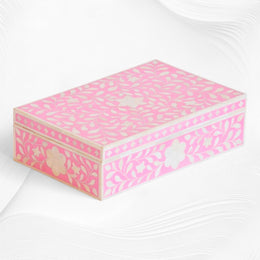 Floral Bone Inlay Box Pink