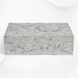 Floral Mother Of Pearl Inlay Box Ivory