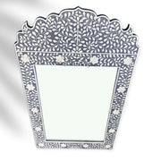Floral Bone Inlay Crested Mirror Grey 3