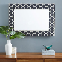 Honeycomb Bone Inlay Mirror Black