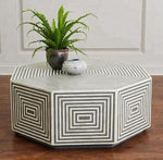 Octagonal Bone Inlay Coffee Table Grey