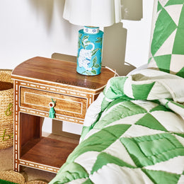 Jiya Mango Wood Inlay Bedside 1 Drawer