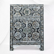 Kaleidoscope Bone Inlay Nightstand Black | Western Night Stand