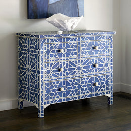 Marrakesh Bone Inlay Chest Of 4 Drawers Dark Blue