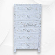 Mother Of Pearl Inlay 6 Drawer Tallboy White | White Mother Of Pearl Chest Of Drawers