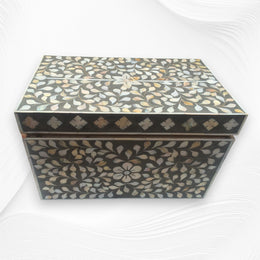 Mother of Pearl Inlay Jewelry Box Dark Grey