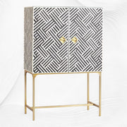 Optical Inlay Bar Cabinet Black