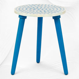 Polka Dot Bone Inlay Side Table Blue