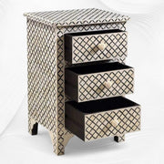 Quatrefoil Bone Inlay 3 Drawer Nightstand Black