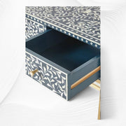 Scroll Vine Bone Inlay Console Table Blue