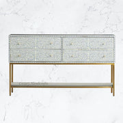 Scroll Vine Bone Inlay Entryway Console Grey 1