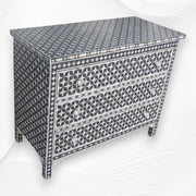 Star Mother of Pearl Inlay Chest Of 3 Drawers Black