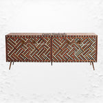 Optical Teakwood Inlay Media Console Brown 1