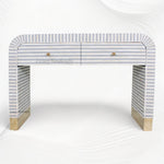 Bone Inlay Waterfall 2 Drawers Console Grey 1