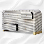 Waterfall Bone Inlay 7 Drawer Sideboard Grey 3