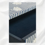 Open drawer view of Ada 6-drawer grey buffet & sideboard with bone inlay 4