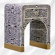 Luxury Black Bone Inlay Nightstand – Elegant Bedroom Furniture