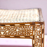 Top Class Alivia Teakwood Bone Inlay Cane Stool Natural 4