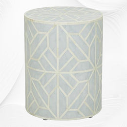 Front Look for the Amelia Bone Inlay Geometric Side Table Sky Blue 1