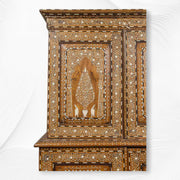 Vintage Anglo Indian Teak Wood Wardrobe Bone Inlay Natural