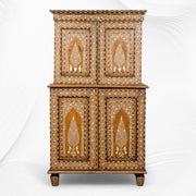 Vintage Anglo Indian Teak Wood Wardrobe Bone Inlay Natural