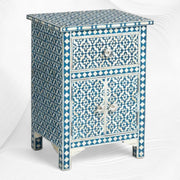 Aqua Arctic Bone Inlay Bedside | Blue Bedside Table