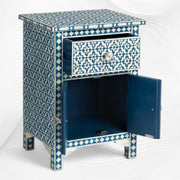 Aqua Arctic Bone Inlay Bedside | Blue Bedside Table