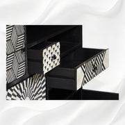 Open drawer view of the Ariel Black Bone Inlay Cabinet 4