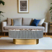 Ava Mother of Pearl Inlay Oval Coffee Table Black 1