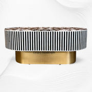 Ava Mother of Pearl Inlay Oval Coffee Table Black 6