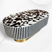 Ava Mother of Pearl Inlay Oval Coffee Table Black 2