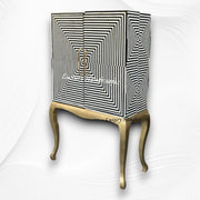 Bella Bone Inlay Bar Cabinet Stripe Black 1