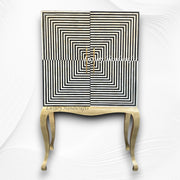 Bella Bone Inlay Bar Cabinet Stripe Black 4