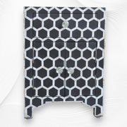 Black Mother Of Pearl Inlay Nightstand Honeycomb